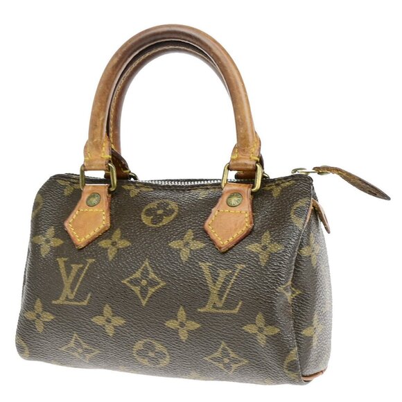 LOUIS VUITTON Mini Speedy Hand Bag Monogram Leather Brown France - Picture 1 of 13